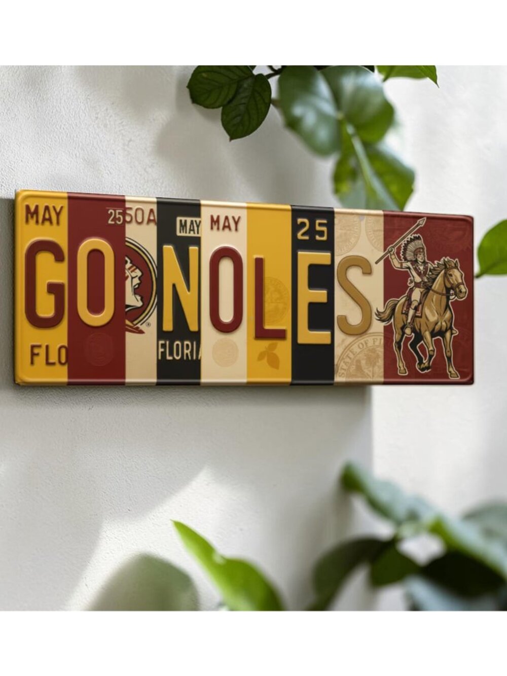 GO NOLES Metal Sign – Florida State License Plate Art Sign - NIB!